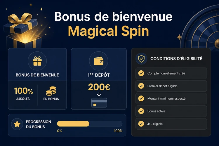 Bonus de bienvenue Magical Spin